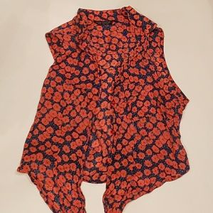 Topshop Sleeveless Floral Front Tie Top